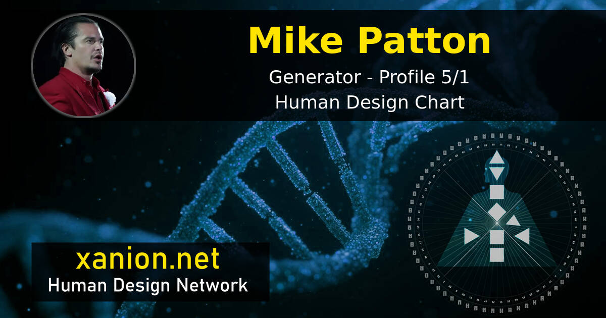 Mike Patton Human Design – 5/1 Generator | Chart Analysis